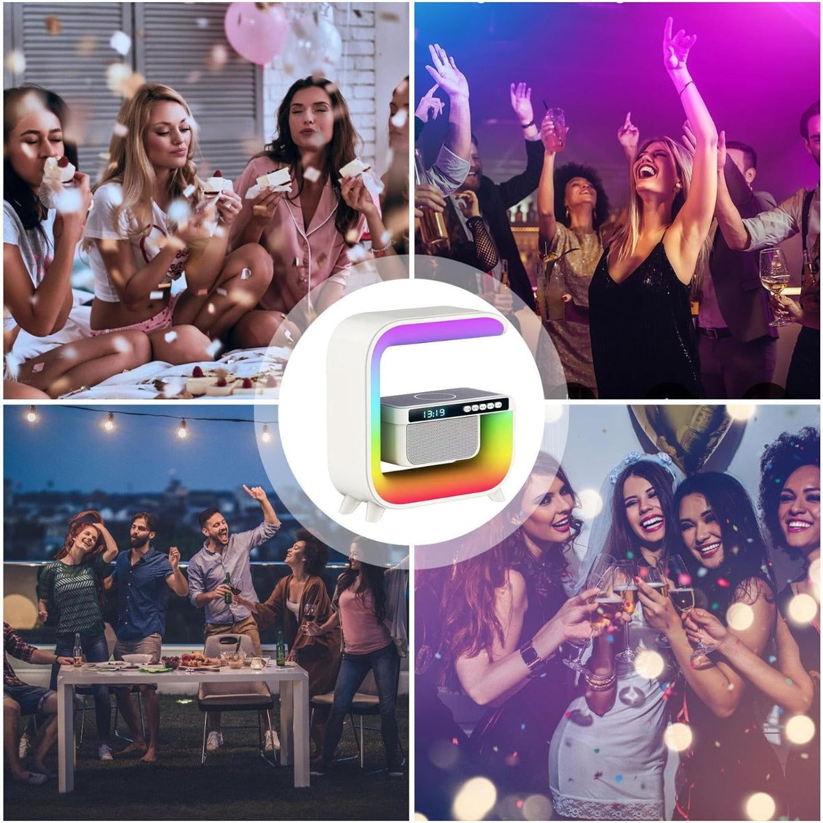 Lampada di ricarica wireless lampada da tavolo RGB regolabile a 6 colori con caricatore per telefono