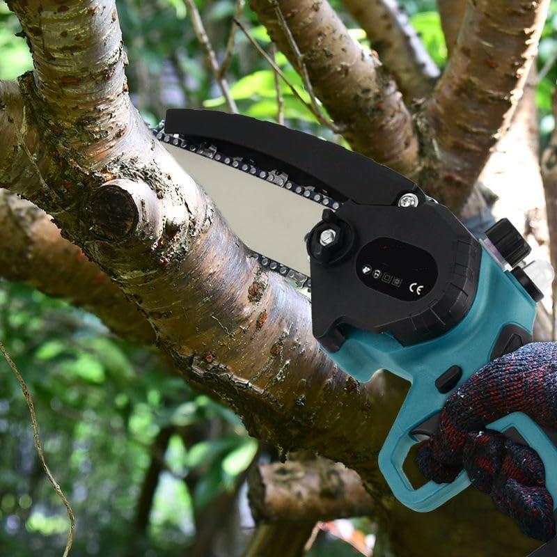 Mini motosega doppia batteria motosega elettrica con lama da 6" con tendicatena e serbatoio olio