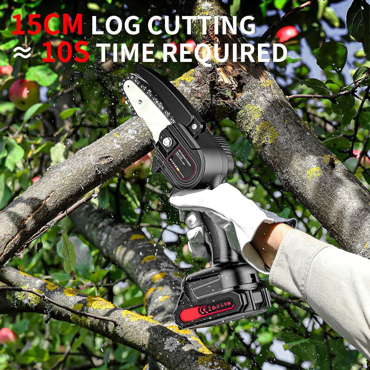 Mini Motosega 4 Pollici Doppia Batteria 48V o 88V - Caricatore e Accessori Inclusi, per Potatura e Giardinaggio