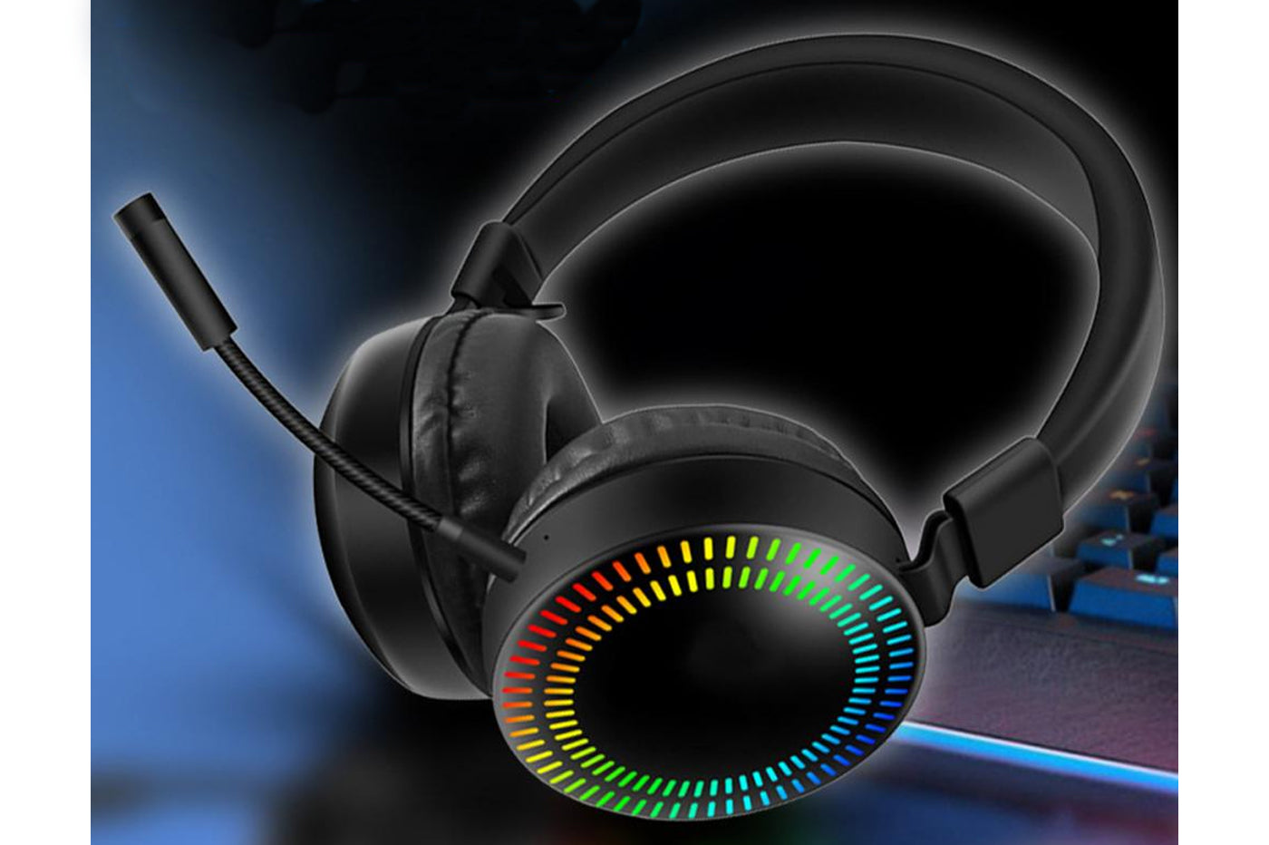 Cuffie con microfono luci led rgb gaming controllo volume pc console sj-d319