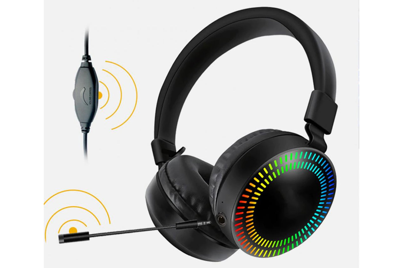 Cuffie con microfono luci led rgb gaming controllo volume pc console sj-d319