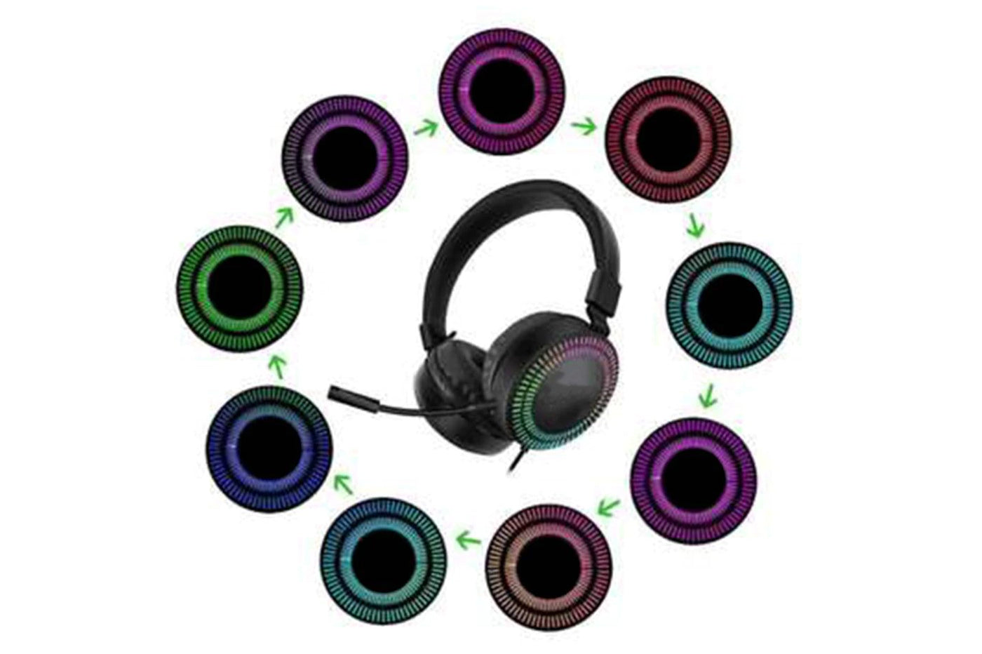 Cuffie con microfono luci led rgb gaming controllo volume pc console sj-d319