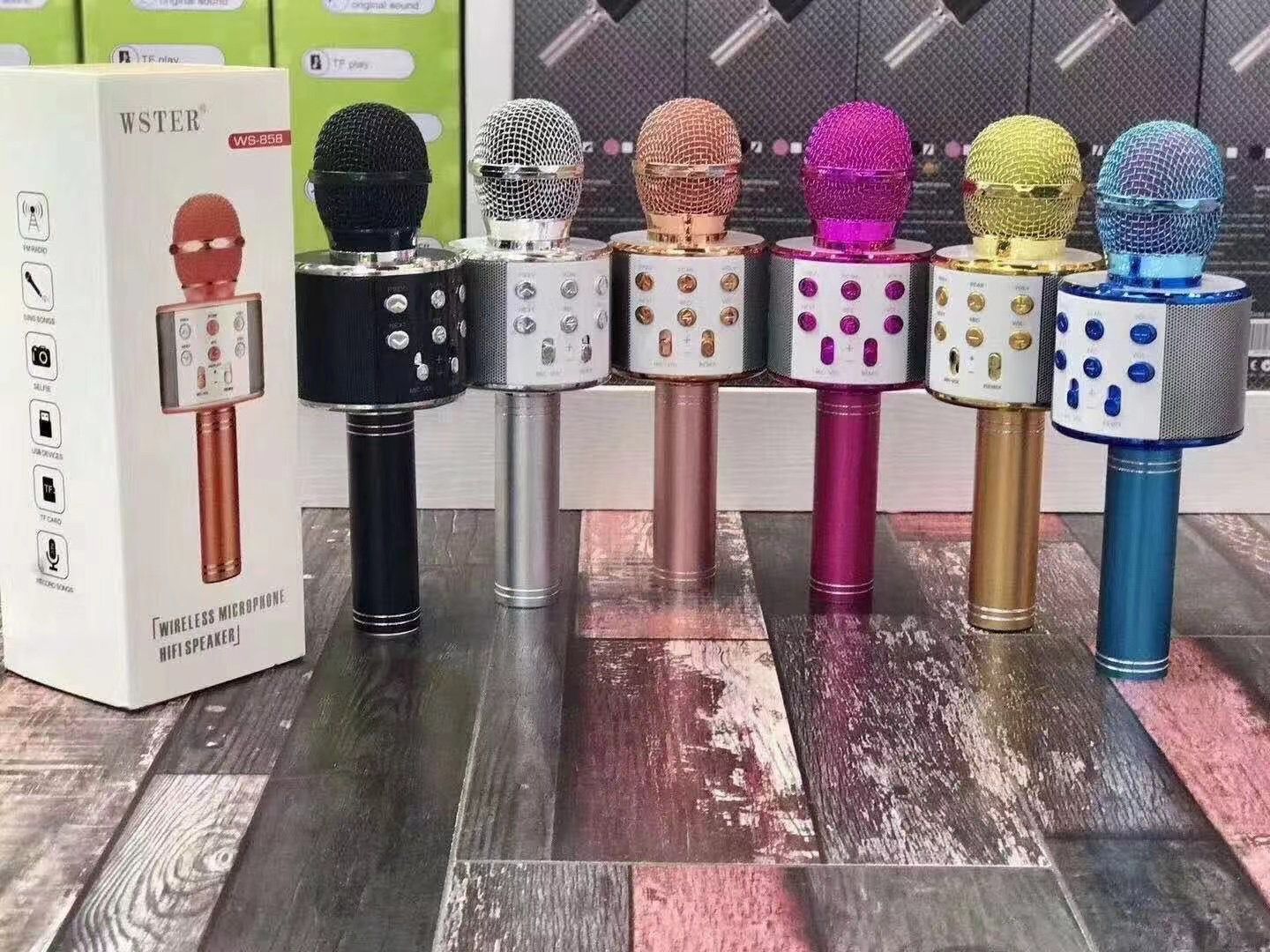 Wster ws-858 microfono wireless con bluetooth altoparlante cassa integrata