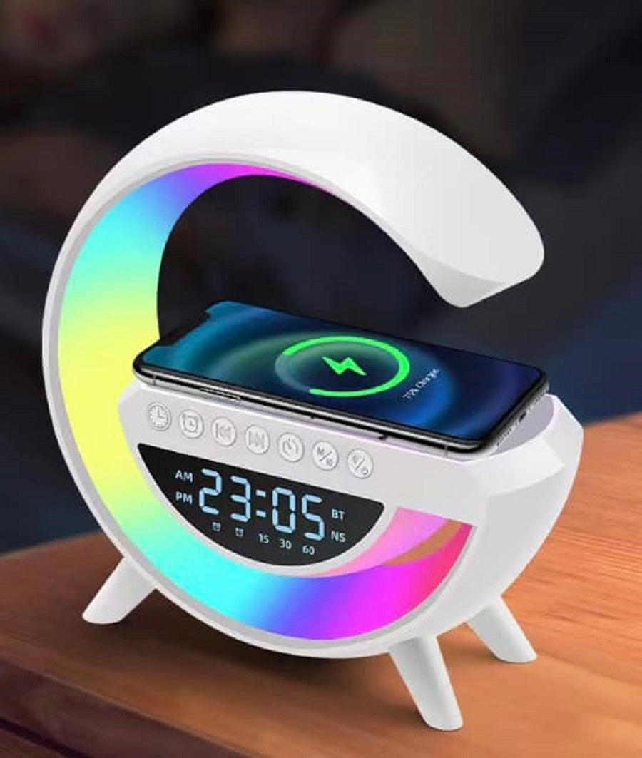 Wireless LED Speaker Bluetooth Orologio Lampada LED Caricabatteria Smartphone