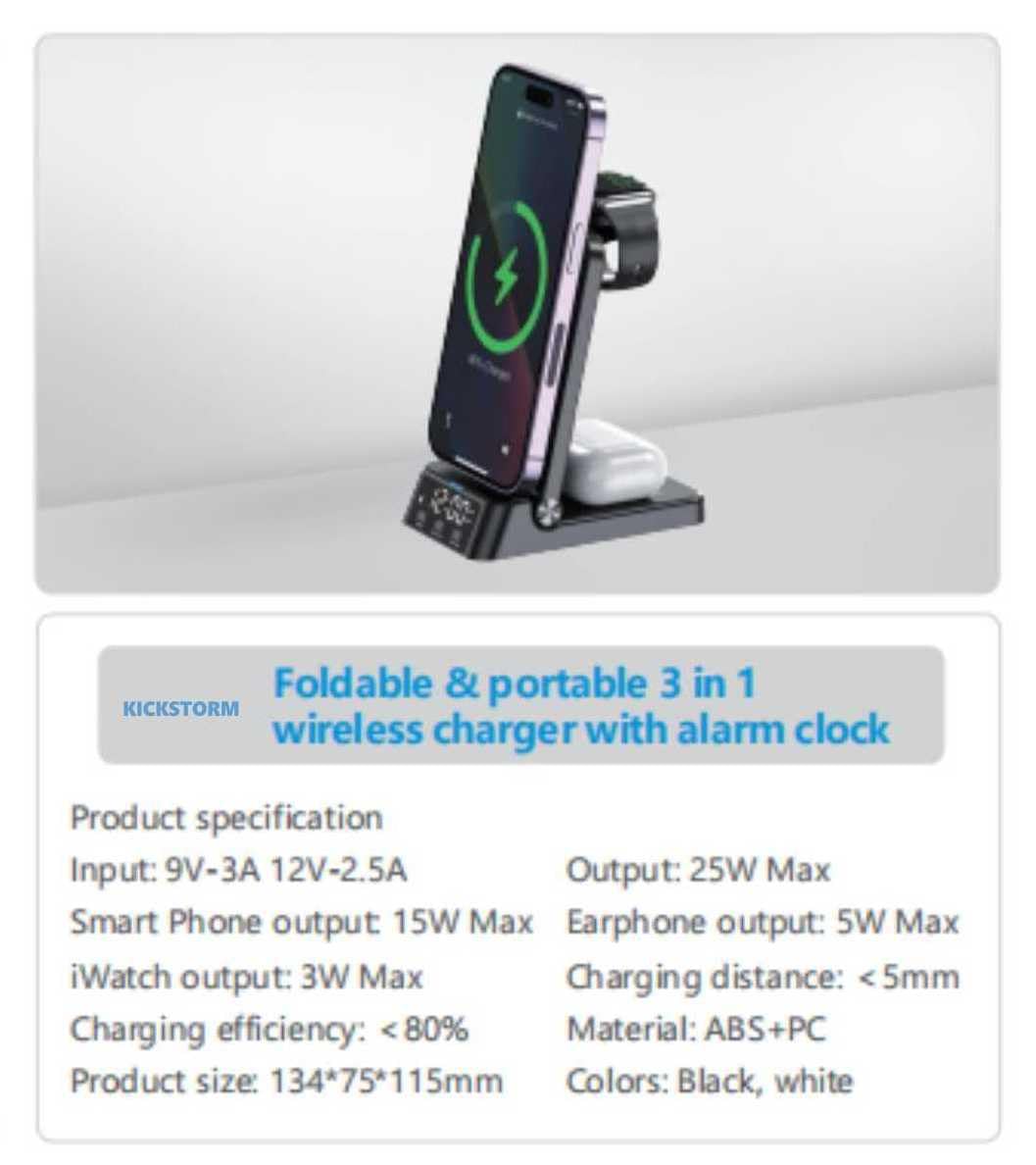 Dock di Ricarica 4 in 1 Compatibile con iPhone (Serie 8-15), Samsung, OnePlus, AirPods 2/3/Pro e Smartwatch