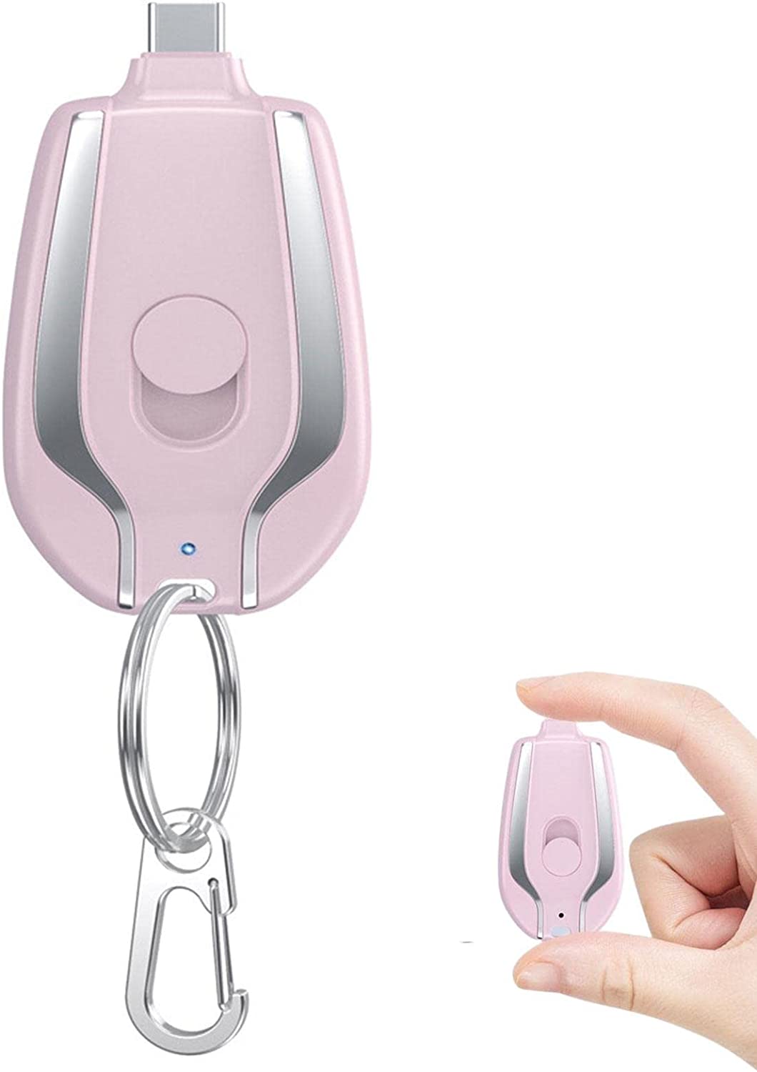Mini power bank emergenza 1500 mah portachiavi caricabatterie portatile usb-c-Rosa