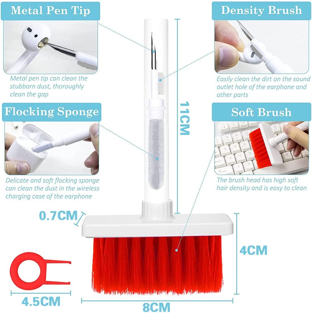 Spazzola per la pulizia della tastiera 5 in 1per la pulizia della tastiera per la pulizia della tastiera e delle cuffie Bluetooth