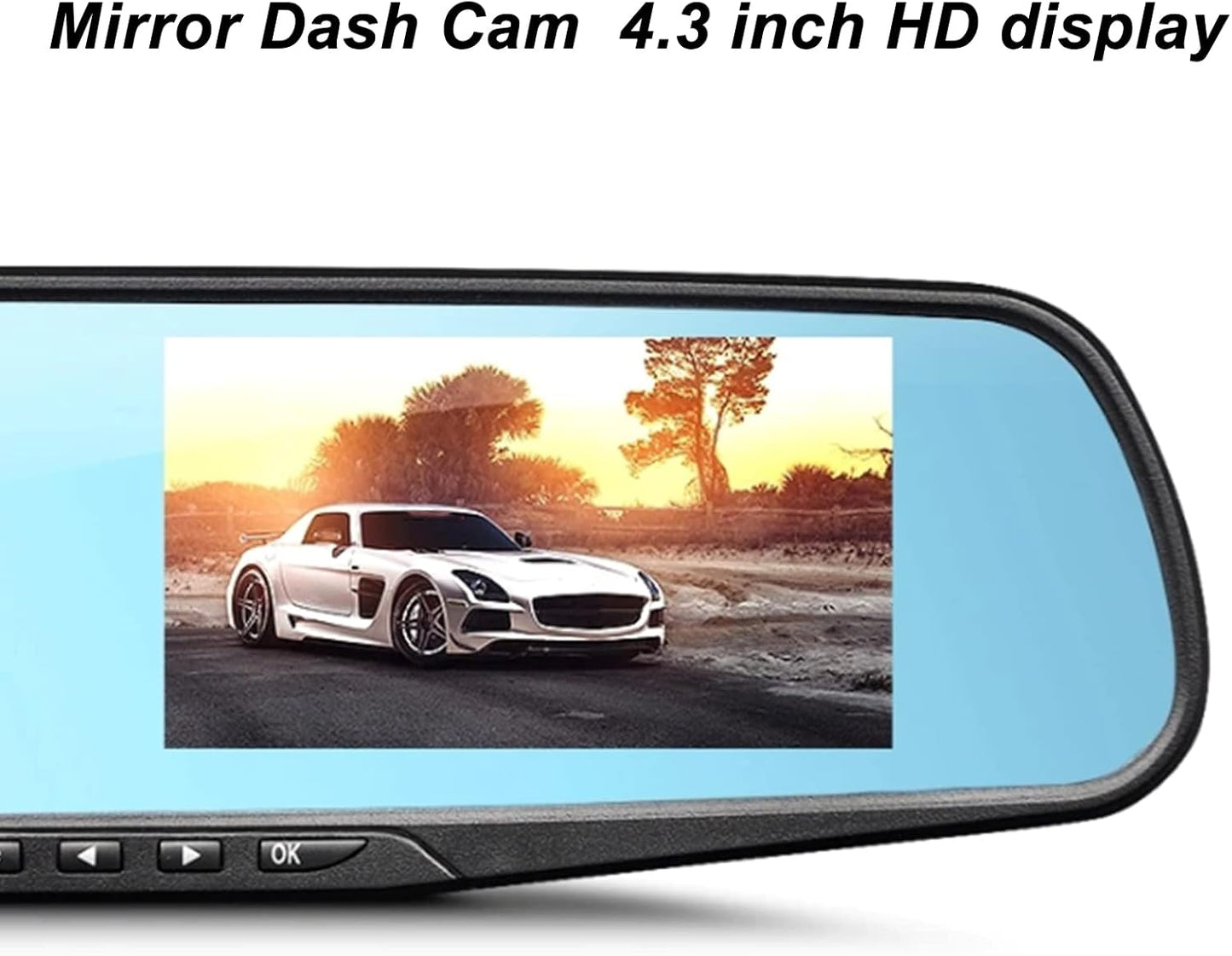 Specchietto Retrovisore Digitale con Display 4.3", Telecamera Frontale Full HD, Registrazione Video e Motion Detection