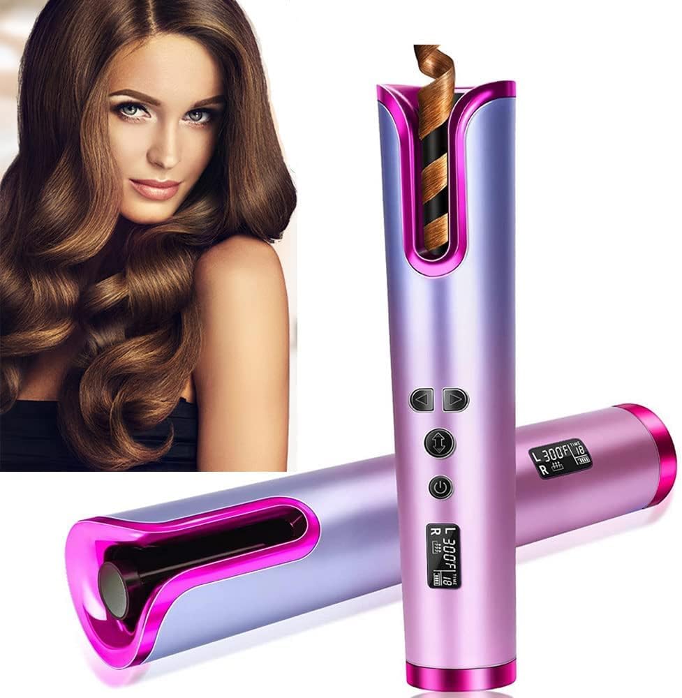 Arricciacapelli Automatico Senza Fili Ricaricabile Professionale Ferro arricciacapelli Styler Per Capelli Portatile Con LCD Display