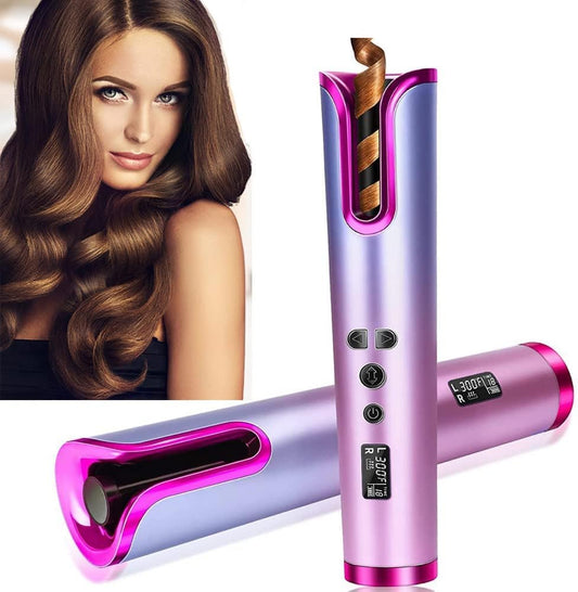 Arricciacapelli Automatico Senza Fili Ricaricabile Professionale Ferro arricciacapelli Styler Per Capelli Portatile Con LCD Display