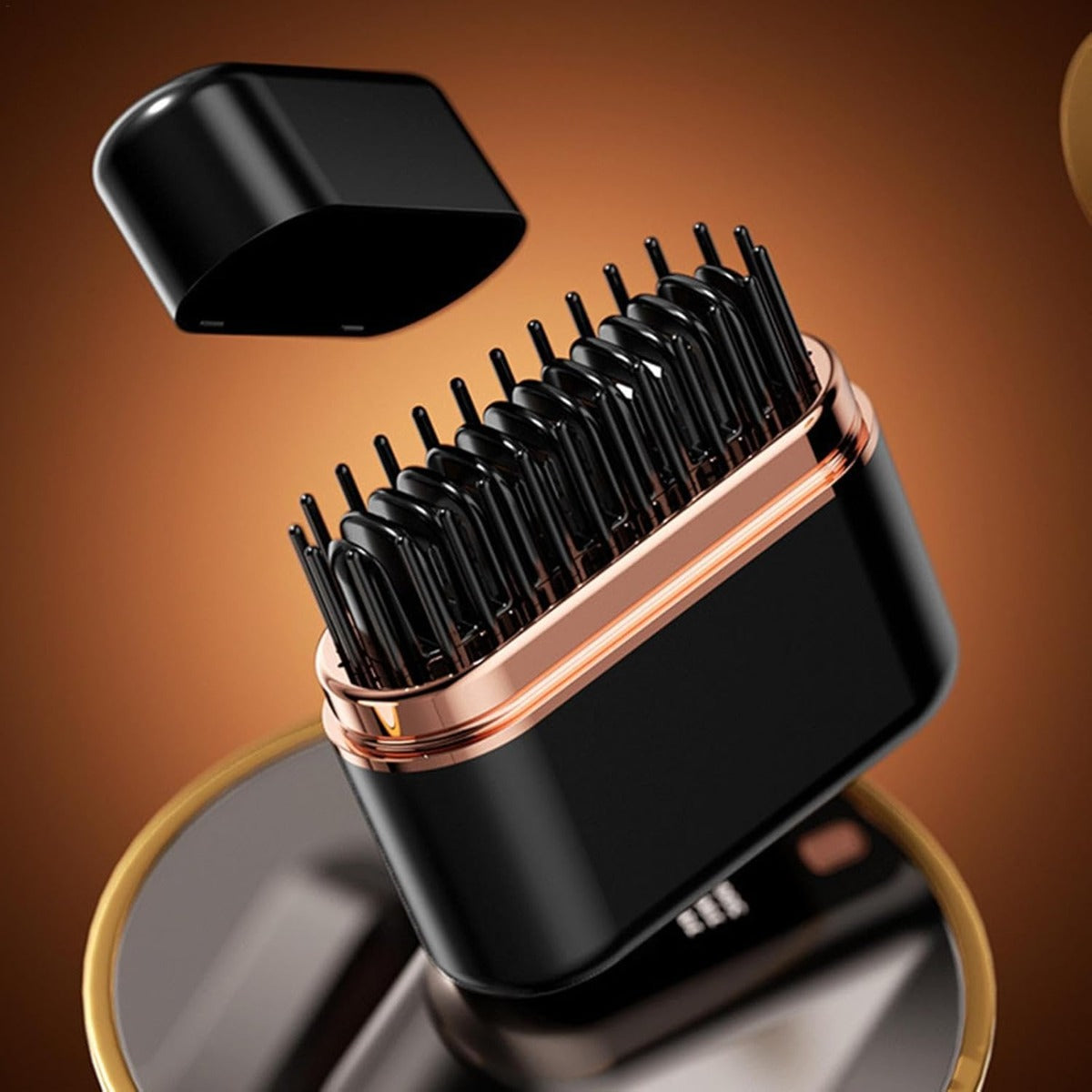 Spazzola per Lisciare i Capelli Senza Fili con Tecnologia Ionica, Pettine Riscaldato Portatile Ricaricabile con 3 Temperature