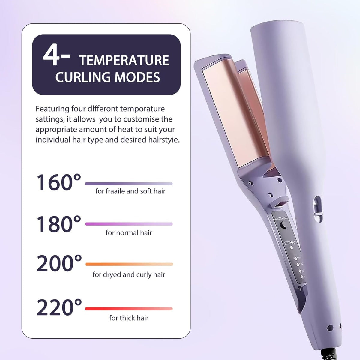 Ferro Arricciacapelli a Onde Francesi 32 mm con Tecnologia in Ceramica Tormalina, Temperature Regolabili e Riscaldamento Rapido