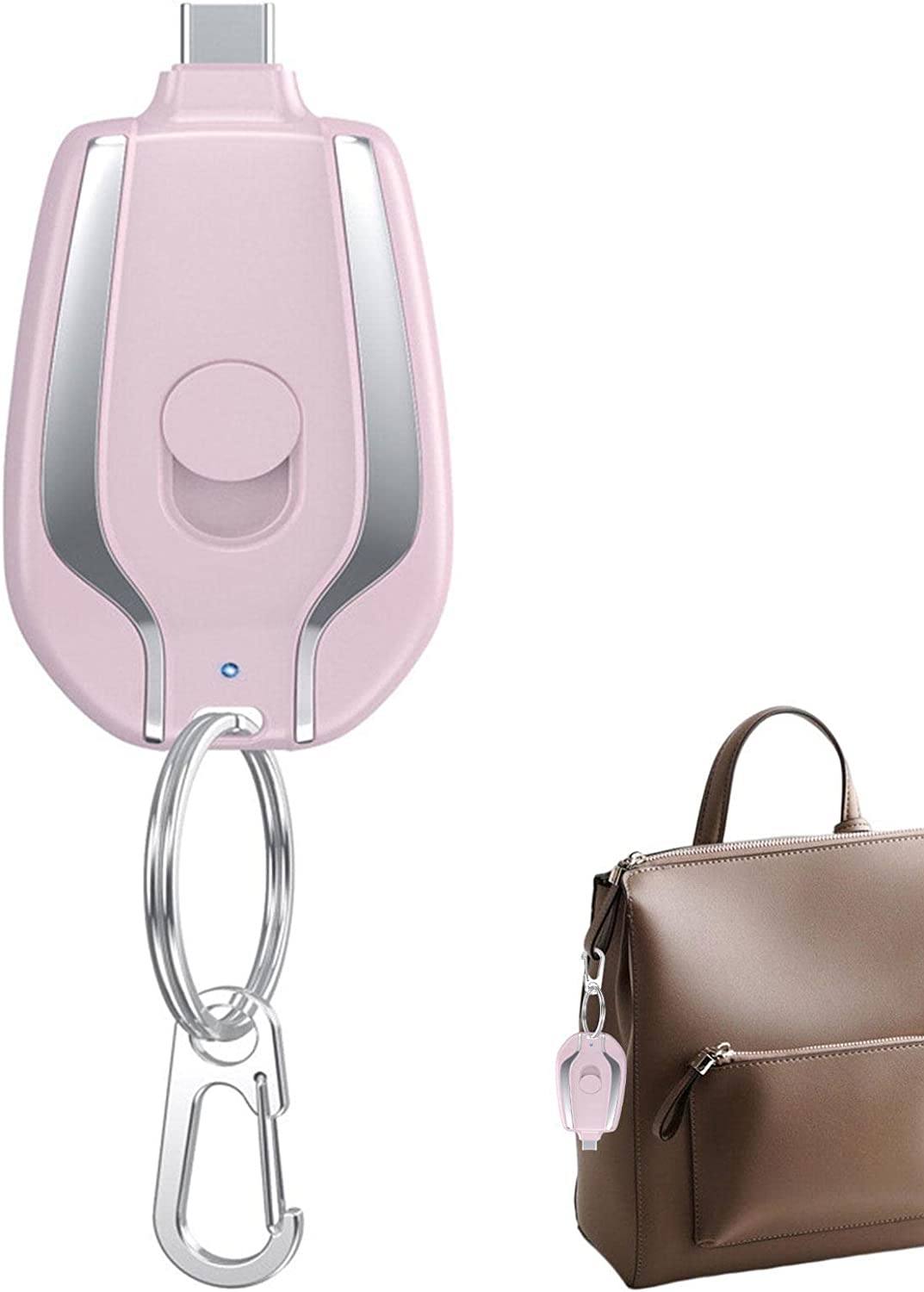 Mini power bank emergenza 1500 mah portachiavi caricabatterie portatile usb-c-Rosa