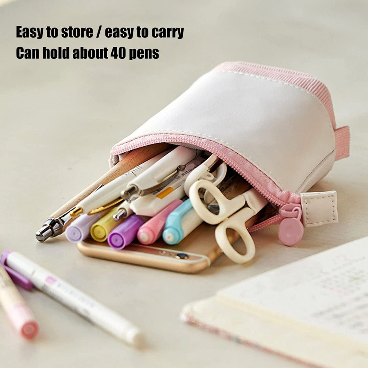 Astuccio retrattile astuccio telescopico resistente in tela astuccio pop-up in piedi astuccio con chiusura a cerniera per cancelleria cosmetica ufficio scuola