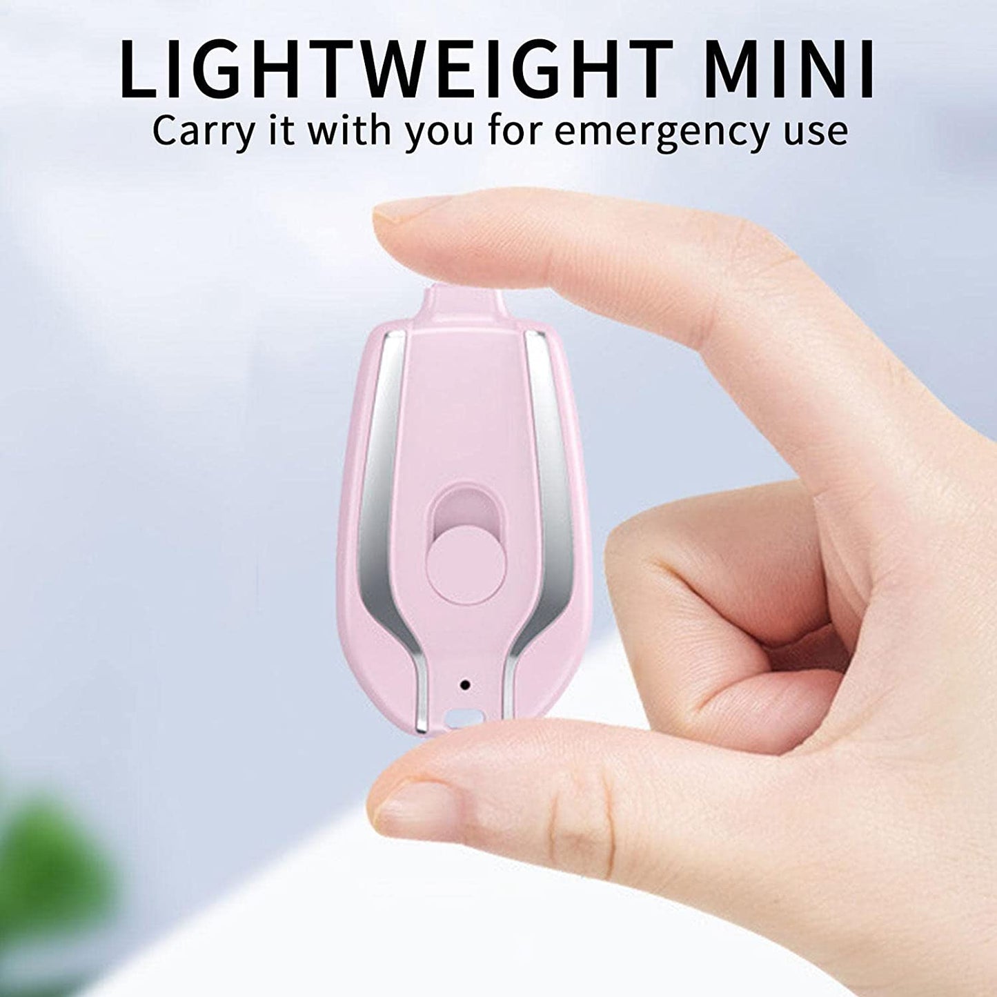 Mini power bank emergenza 1500 mah portachiavi caricabatterie portatile usb-c-Rosa