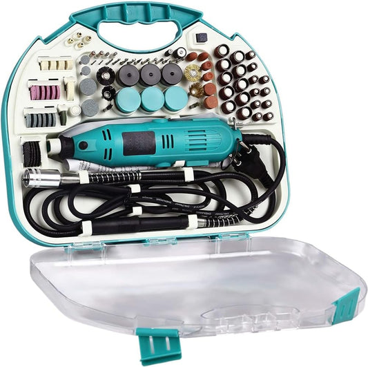 Mini Smerigliatrice Elettrica 180W con Velocità Regolabili e Valigetta 211 accessori - Utensile Rotativo per Bricolage e Fai da Te