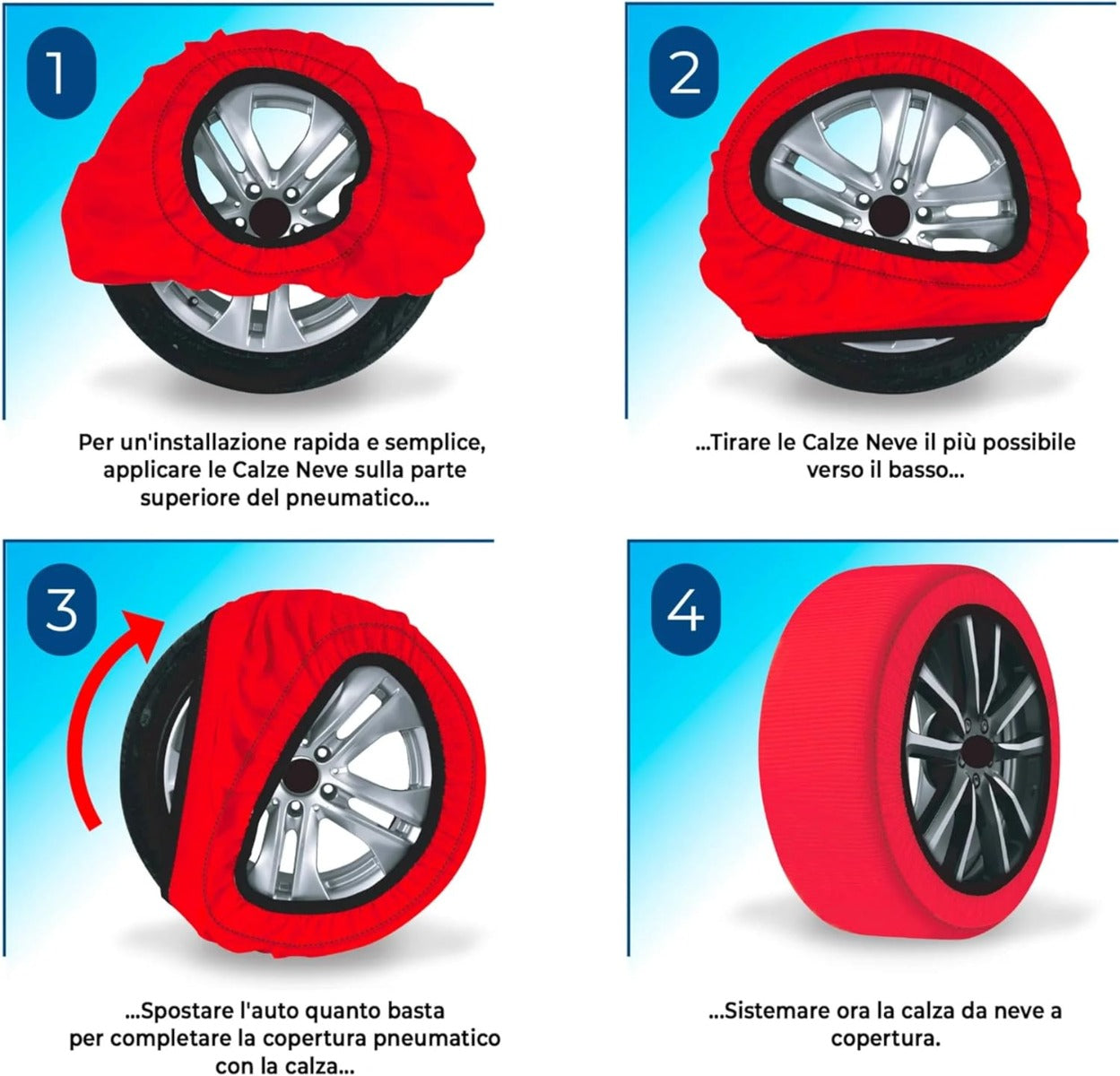 Calze da Neve SIze XXL per Pneumatici - Set di 2 Pezzi Omologate EN 16662-1