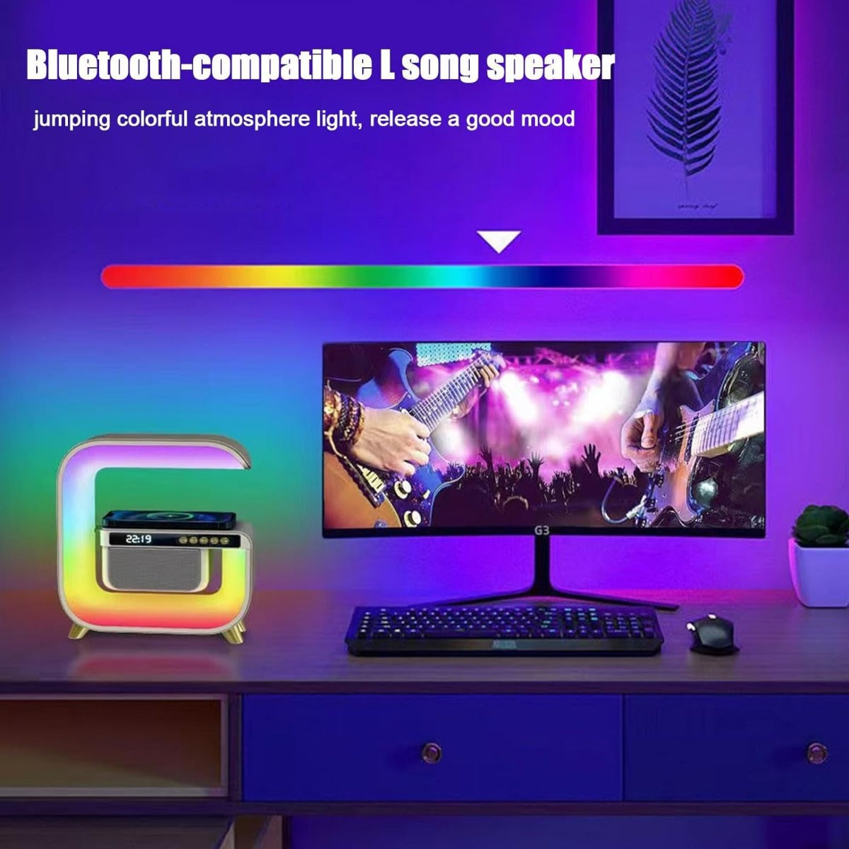 Lampada di ricarica wireless lampada da tavolo RGB regolabile a 6 colori con caricatore per telefono