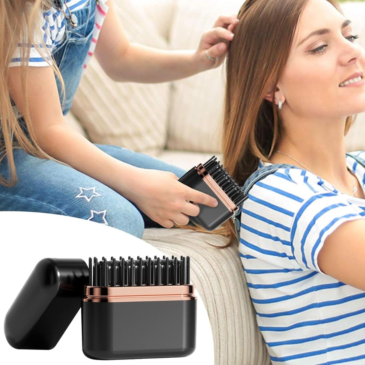 Spazzola per Lisciare i Capelli Senza Fili con Tecnologia Ionica, Pettine Riscaldato Portatile Ricaricabile con 3 Temperature