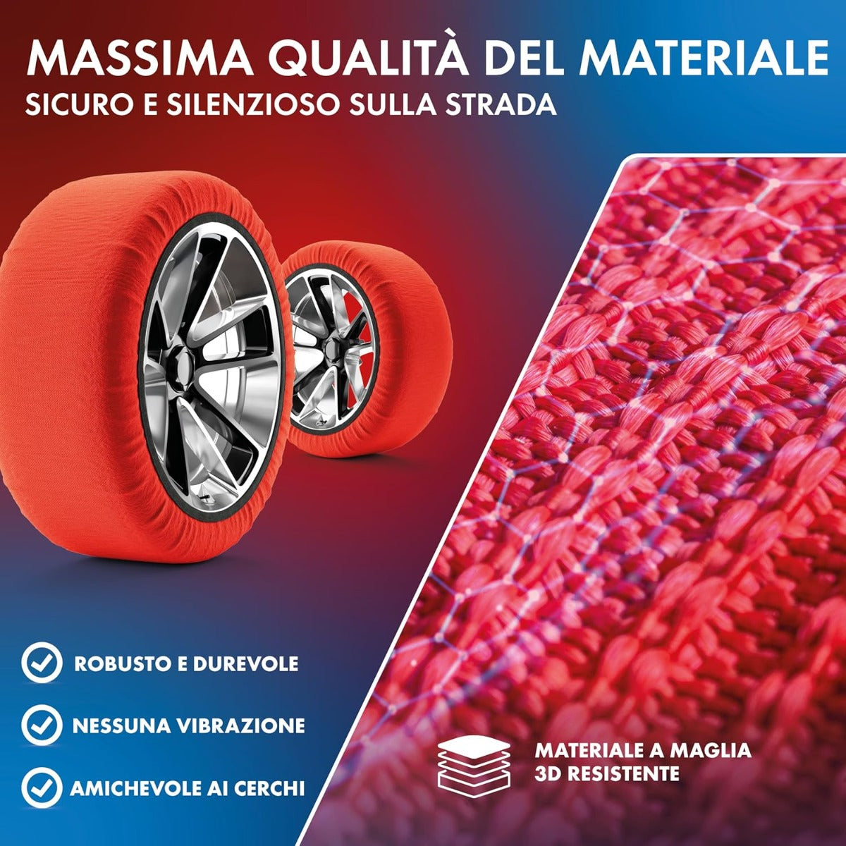 Calze da Neve SIze XXL per Pneumatici - Set di 2 Pezzi Omologate EN 16662-1