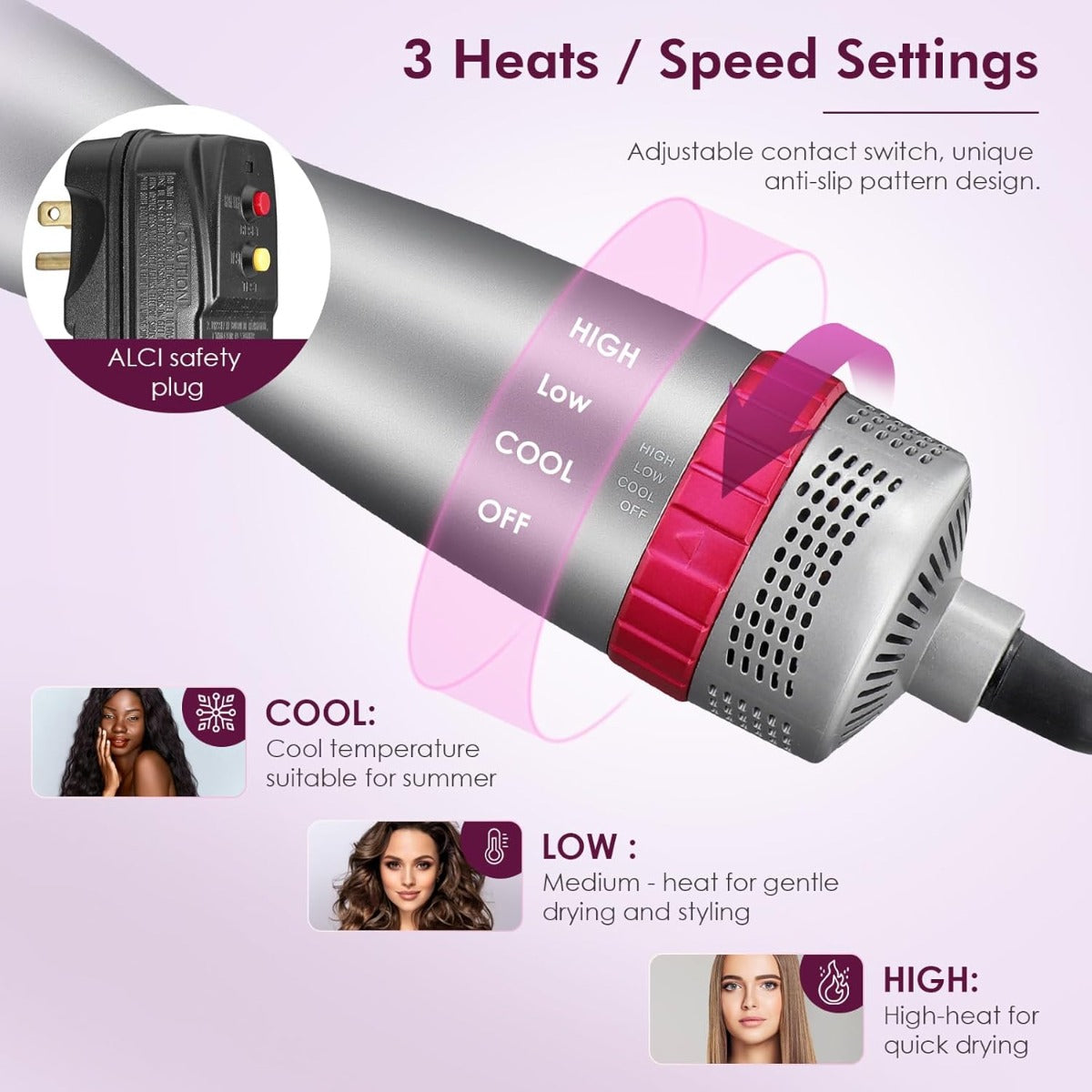 Spazzola ad Aria Calda 4 in 1: Asciugacapelli, Styling, Lisciante e Arricciacapelli con Tecnologia Ionica