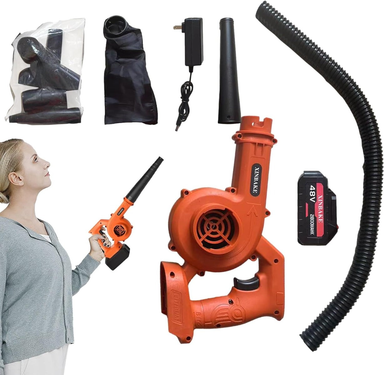 Aspirafoglie soffiatore per foglie aspirapolvere elettrico senza fili con batteria e caricabatterie