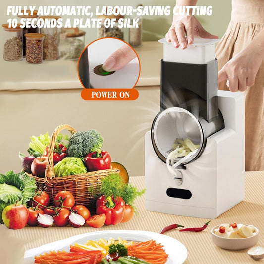 Grattugia Elettrica per Formaggio e Affettaverdure 3 in 1 con 6 Lame Intercambiabili