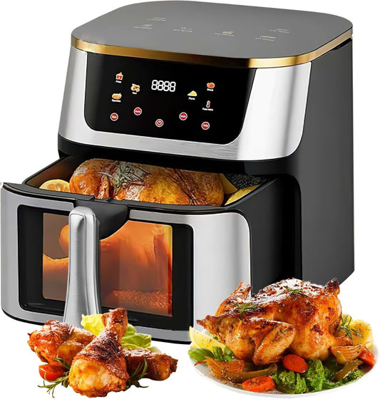 Friggitrice ad Aria Calda 10 Litri, 2800W – Mini Forno Elettrico Multifunzione con Touch Screen LED, 8 Programmi Preimpostati