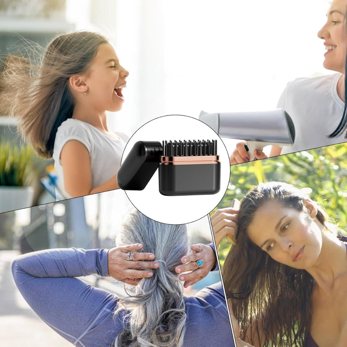 Spazzola per Lisciare i Capelli Senza Fili con Tecnologia Ionica, Pettine Riscaldato Portatile Ricaricabile con 3 Temperature