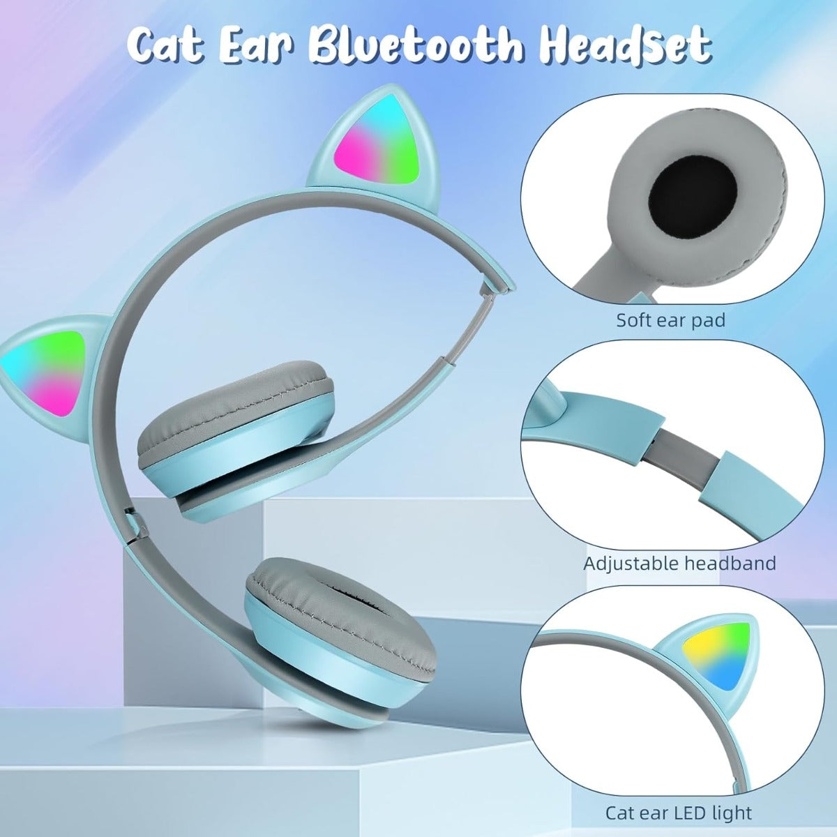 Cuffie Senza Fili Bluetooth Over Ear con Orecchie da Gatto