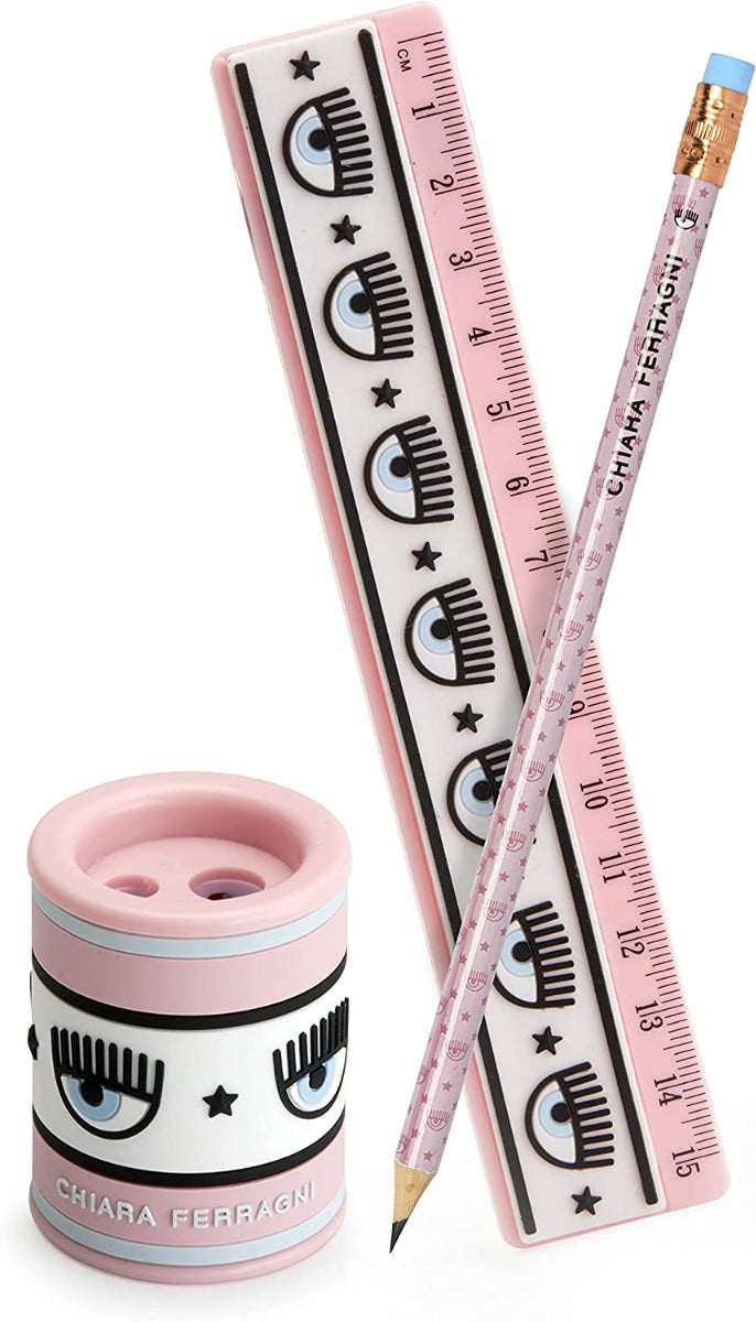 Set Righello + Temperino + Matita, Chiara Ferragni