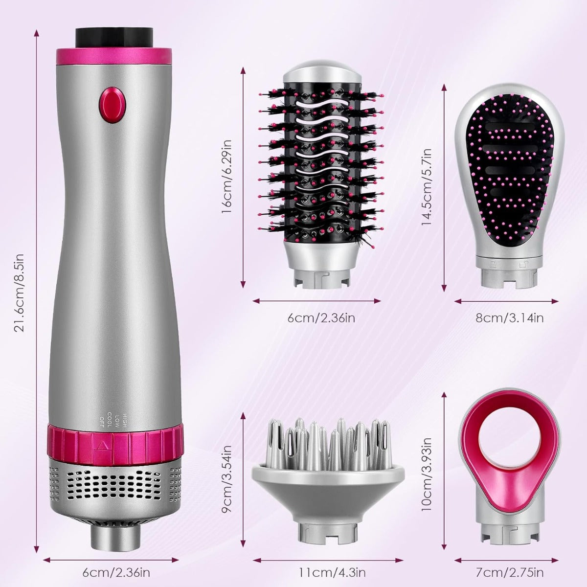 Spazzola ad Aria Calda 4 in 1: Asciugacapelli, Styling, Lisciante e Arricciacapelli con Tecnologia Ionica