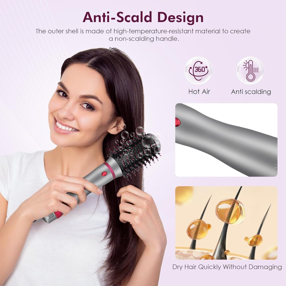 Spazzola ad Aria Calda 4 in 1: Asciugacapelli, Styling, Lisciante e Arricciacapelli con Tecnologia Ionica