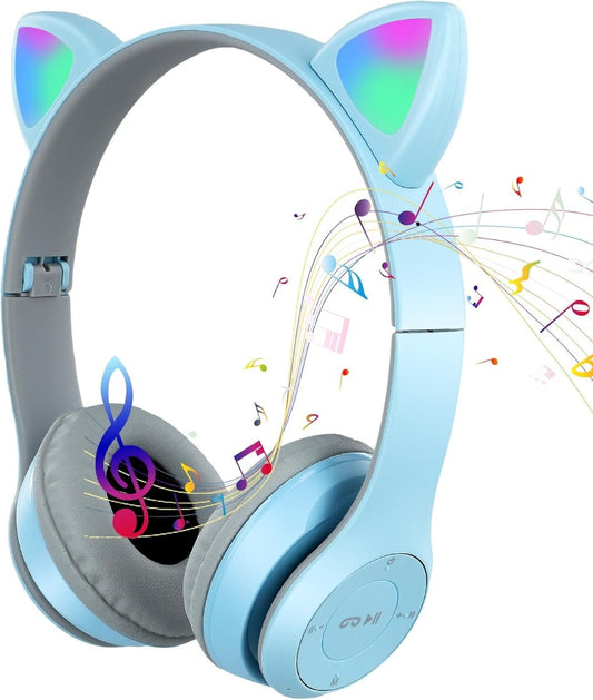 Cuffie Senza Fili Bluetooth Over Ear con Orecchie da Gatto