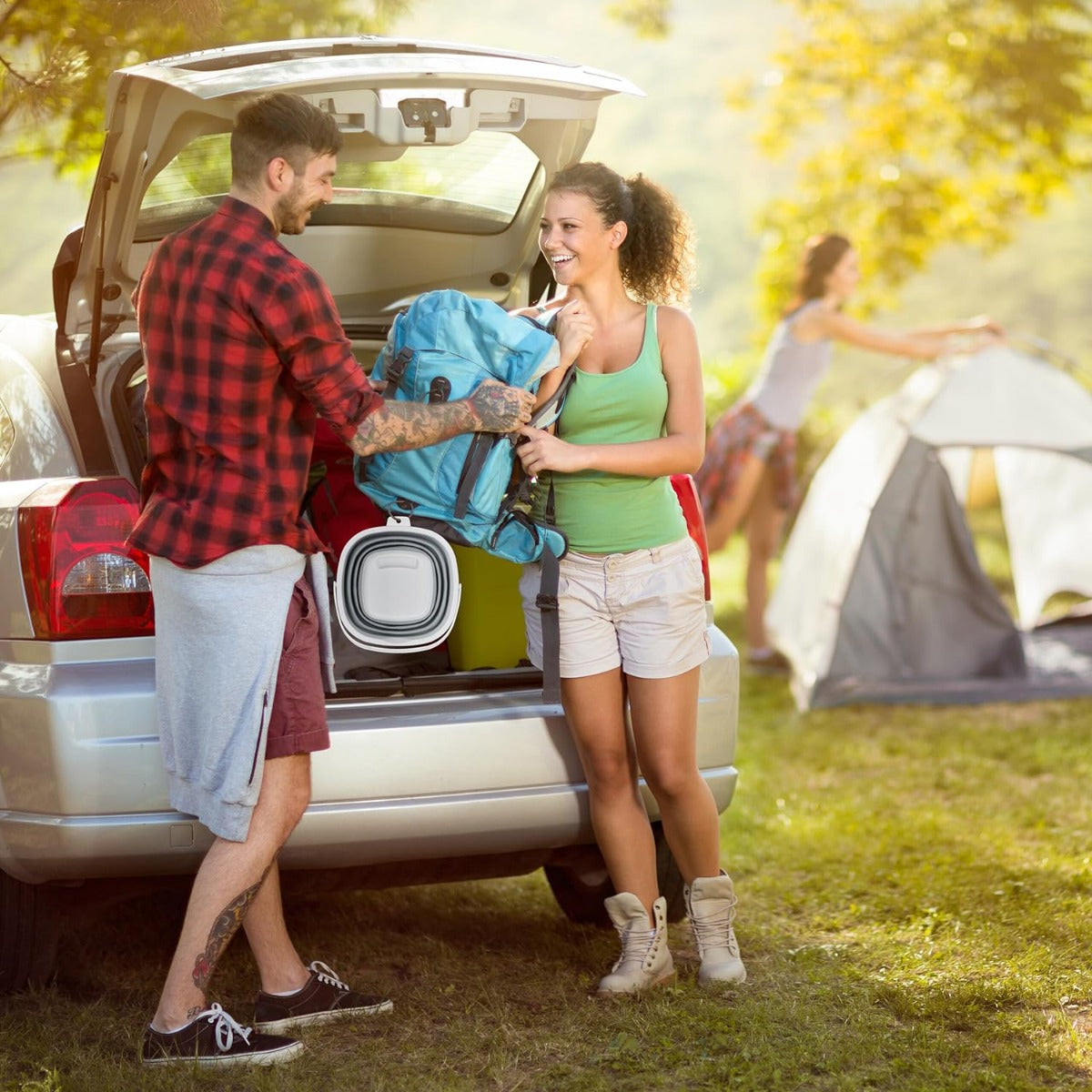 Secchio con maniglie multifunzionale portatile pieghevole da 7.5L