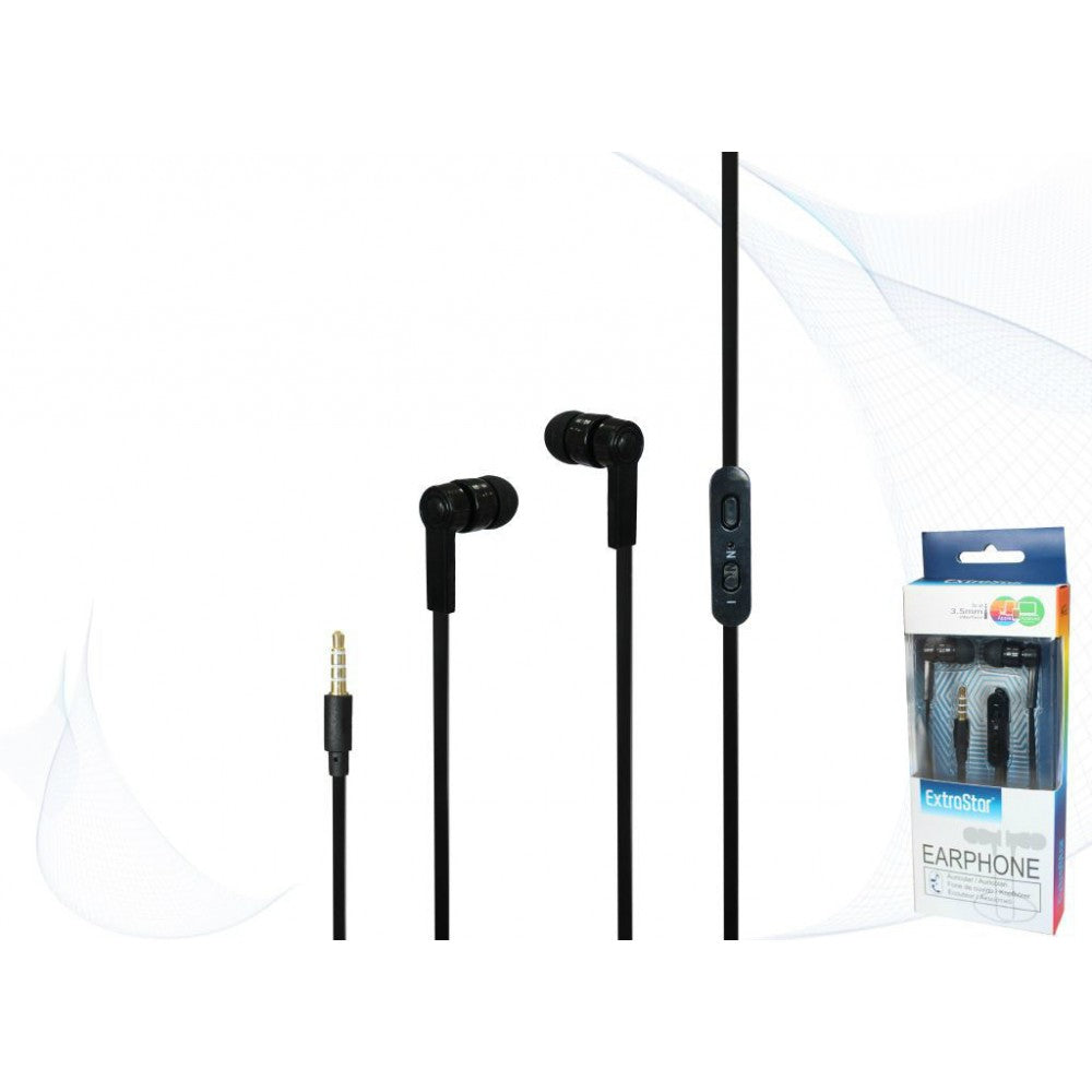 Auricolari Con Microfono Cavo 1.2mt Jack 3.5mm Extrastar AU050B Nero