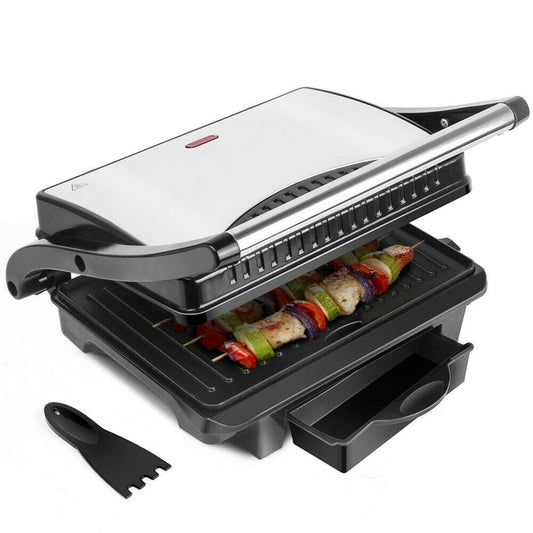 Piastra Elettrica 2 in 1 Griglia Antiaderente Panini Maker Bistecchiera Grill