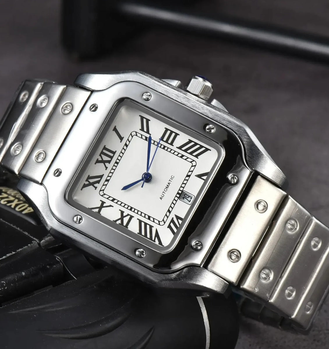 Orologio da Uomo in Acciaio con Quadrante Quadrato - colore bianco