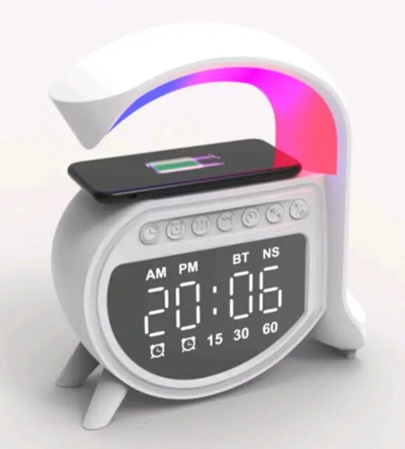 Altoparlante bluetooth con orologio caricabatterie wireless audio lampada a forma di chiocciola