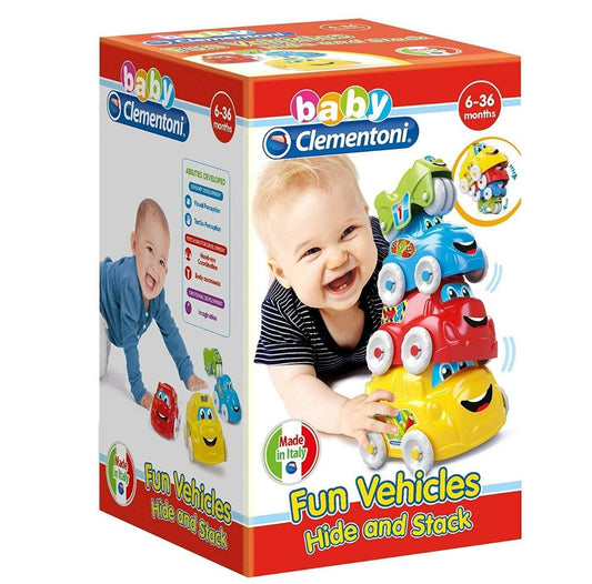 Clementoni Baby Veicoli attività Scopri e Impila Gioco per Bambini Multicolore