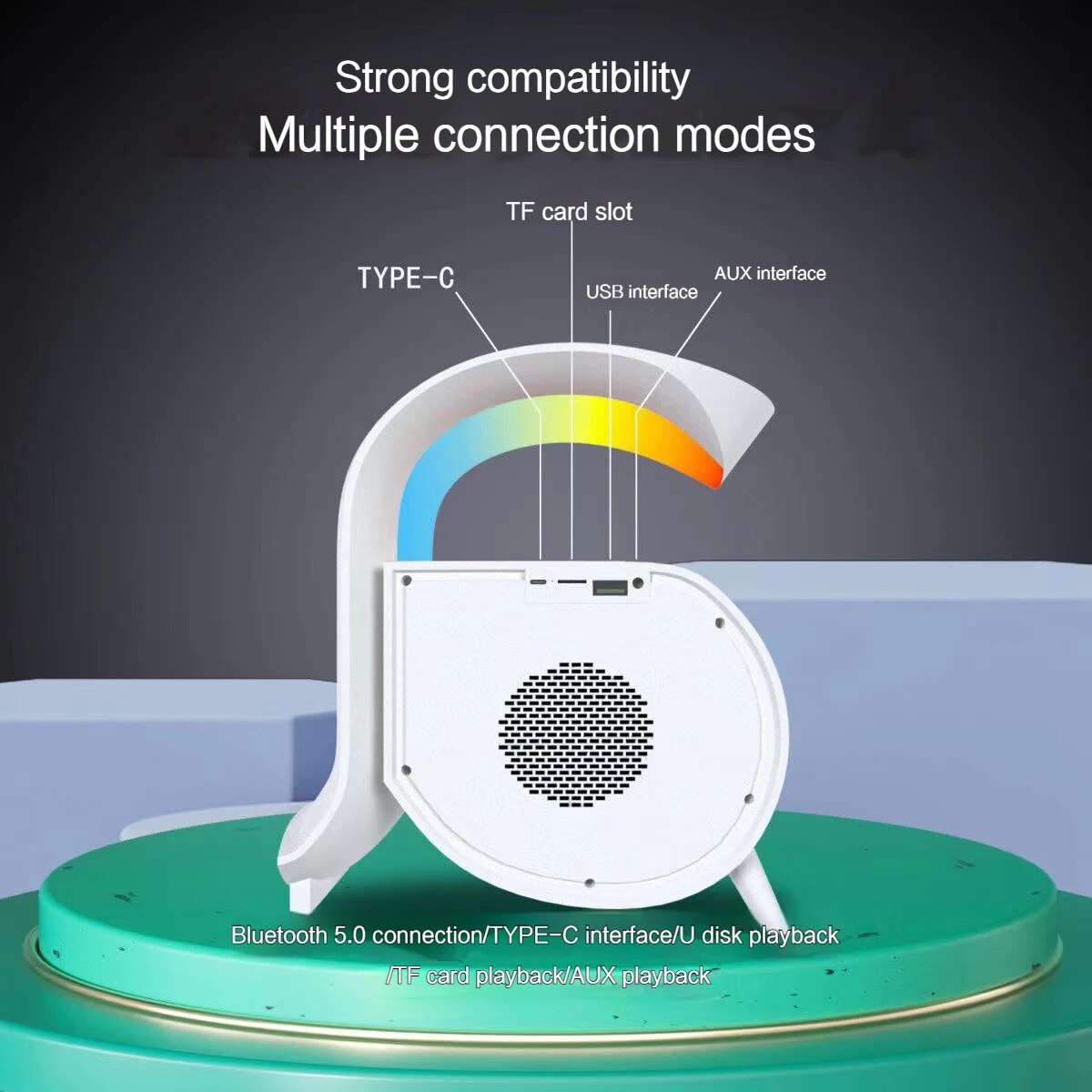 Altoparlante bluetooth con orologio caricabatterie wireless audio lampada a forma di chiocciola