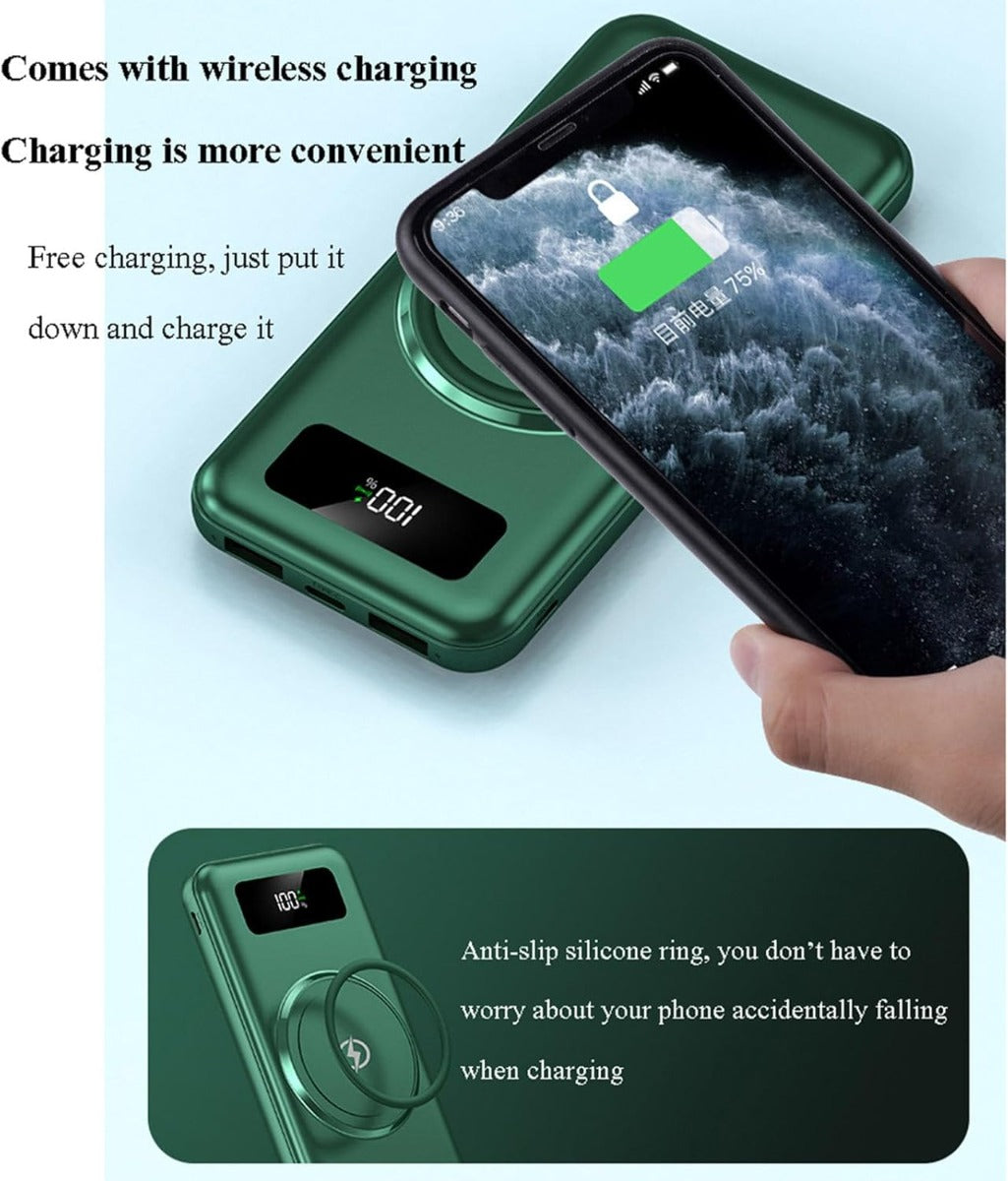 Mini Power Bank Wireless 20000mAh – Ricarica Rapida e Grande Capacità con 4 Cavi Integrati