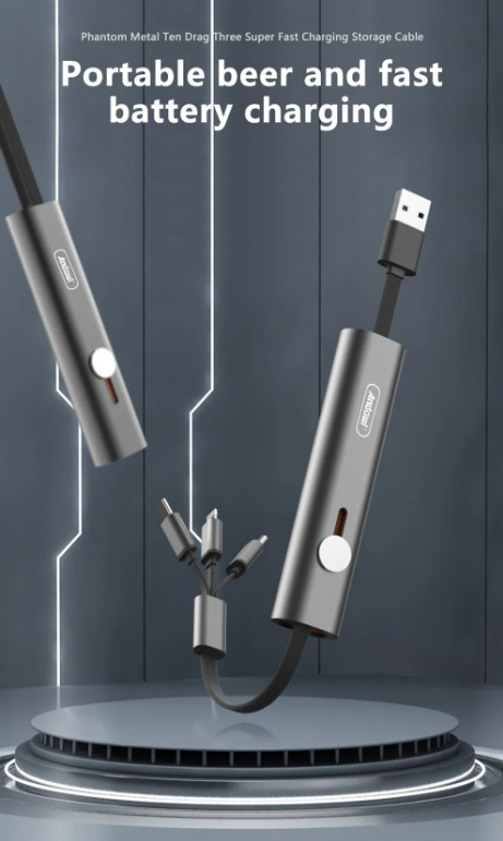 Cavo di Ricarica 3 in 1 - 40W, Dati e Alimentazione, con Cavi Integrati Micro USB / iOS / Type-C - Versatile e Resistente