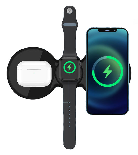 Caricatore Wireless 3 in 1 Andowl Q-WX700 – Stazione di Ricarica Rapida 20W per Smartphone, Smartwatch e Auricolari