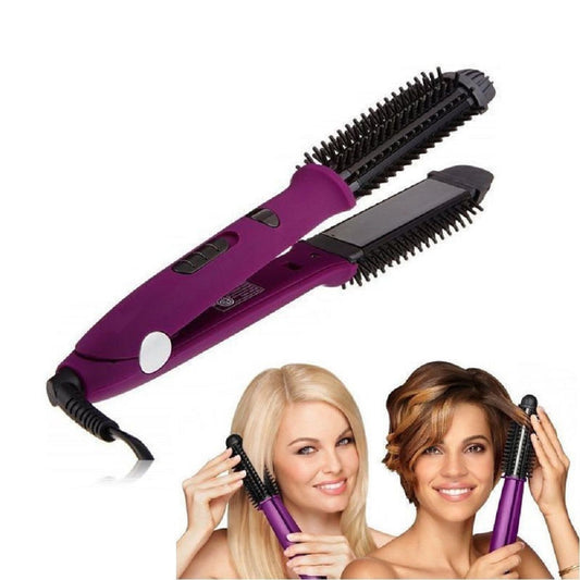 Piastra elettrica liscia capelli spazzola crea ricci onde ionic 2 in 1 styler