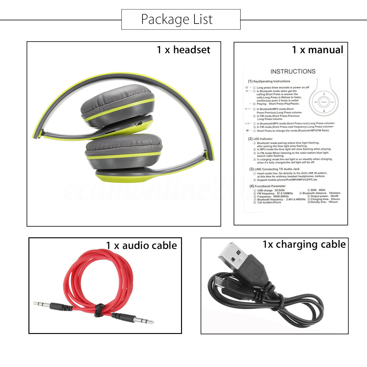 Cuffie bluetooth P47 wireless auricolari stereo pieghevoli fm microfono sport