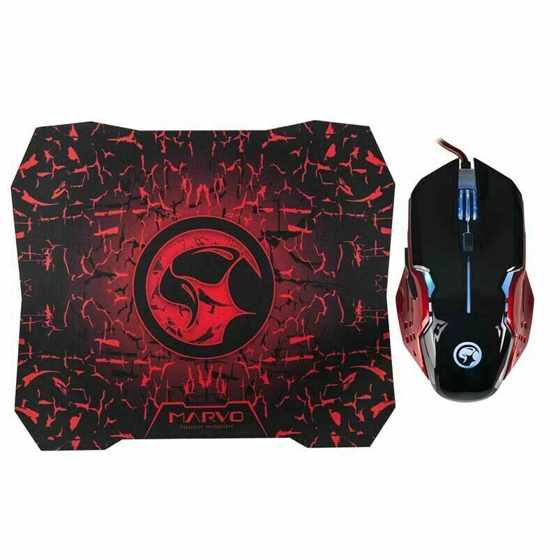 Kit- Marvo M416 Tappetino Gaming 28x24 Cm + Mouse nero  Per Con Cavo 2400dpi