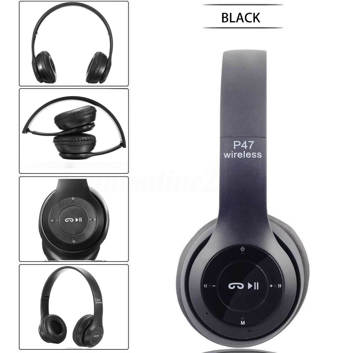 Cuffie bluetooth P47 wireless auricolari stereo pieghevoli fm microfono sport