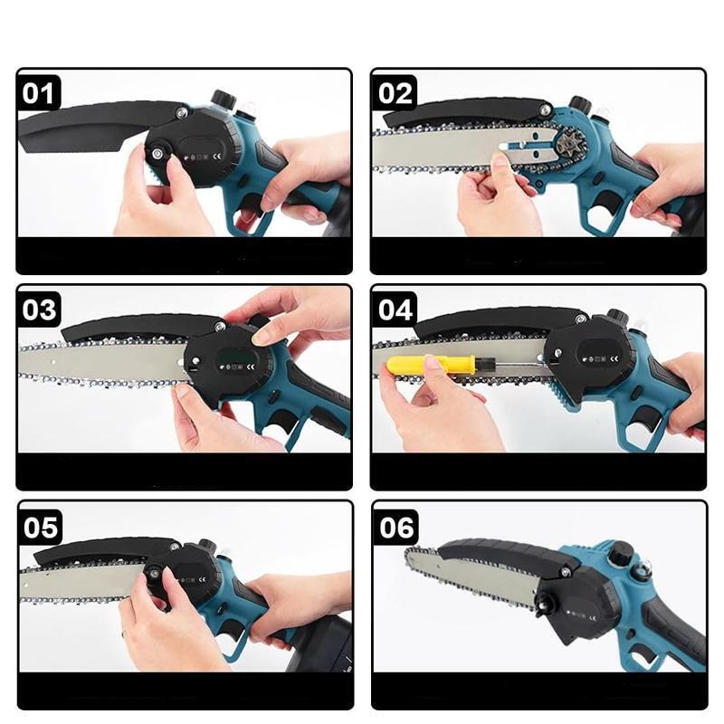 Mini motosega doppia batteria motosega elettrica con lama da 6" con tendicatena e serbatoio olio