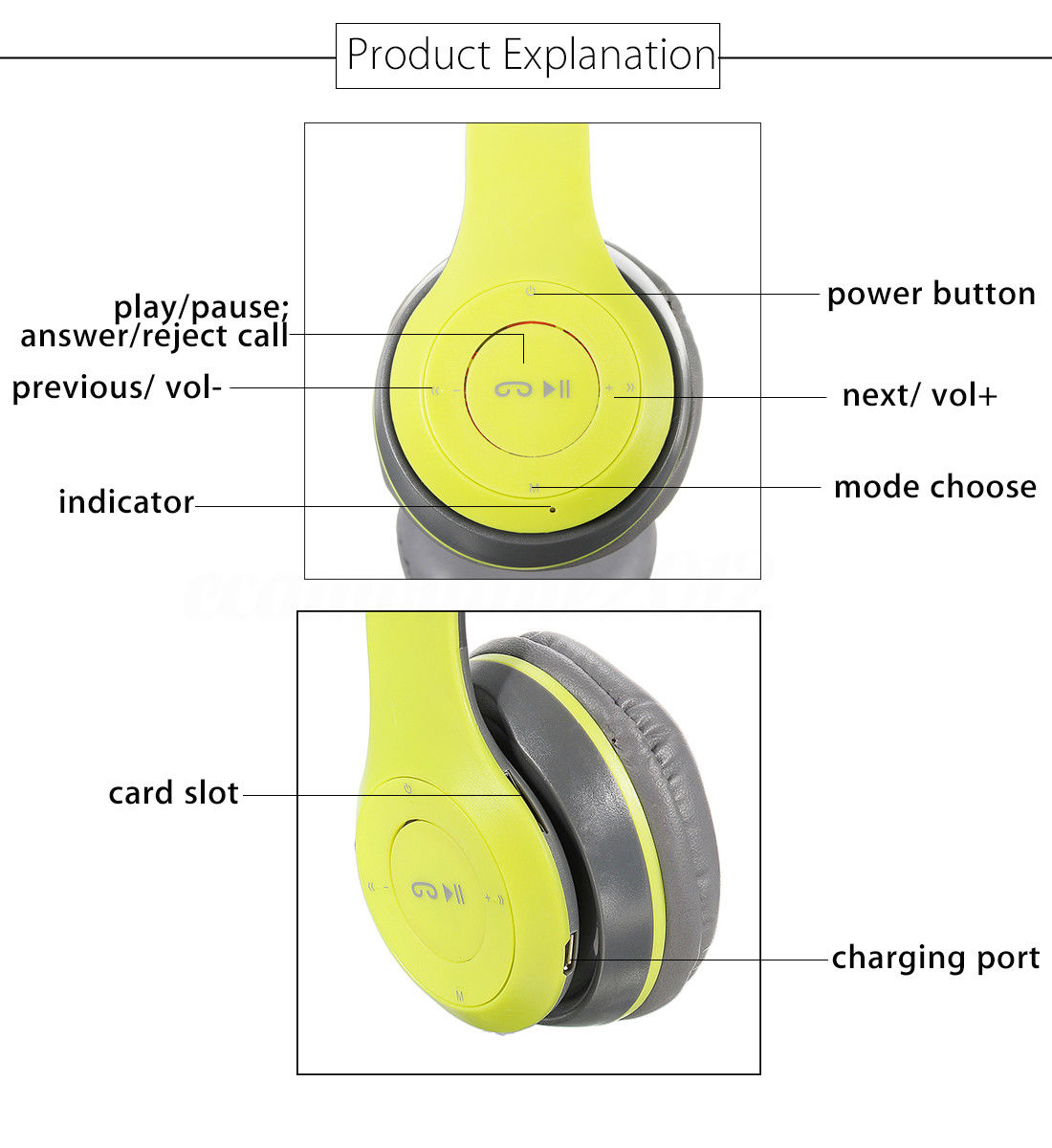 Cuffie bluetooth P47 wireless auricolari stereo pieghevoli fm microfono sport